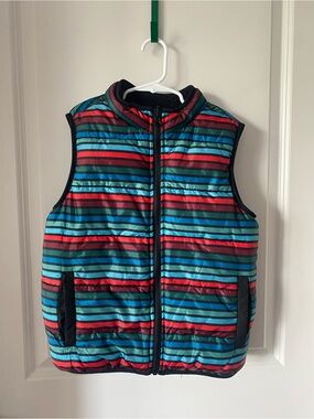 Gymboree Multicolor Striped Puffer Vest - Teal, Red & Black